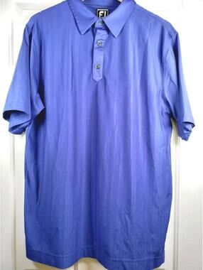 FootJoy Men's L Large Purple Striped Athletic Fit ProDry Golf Polo Shirt S/S